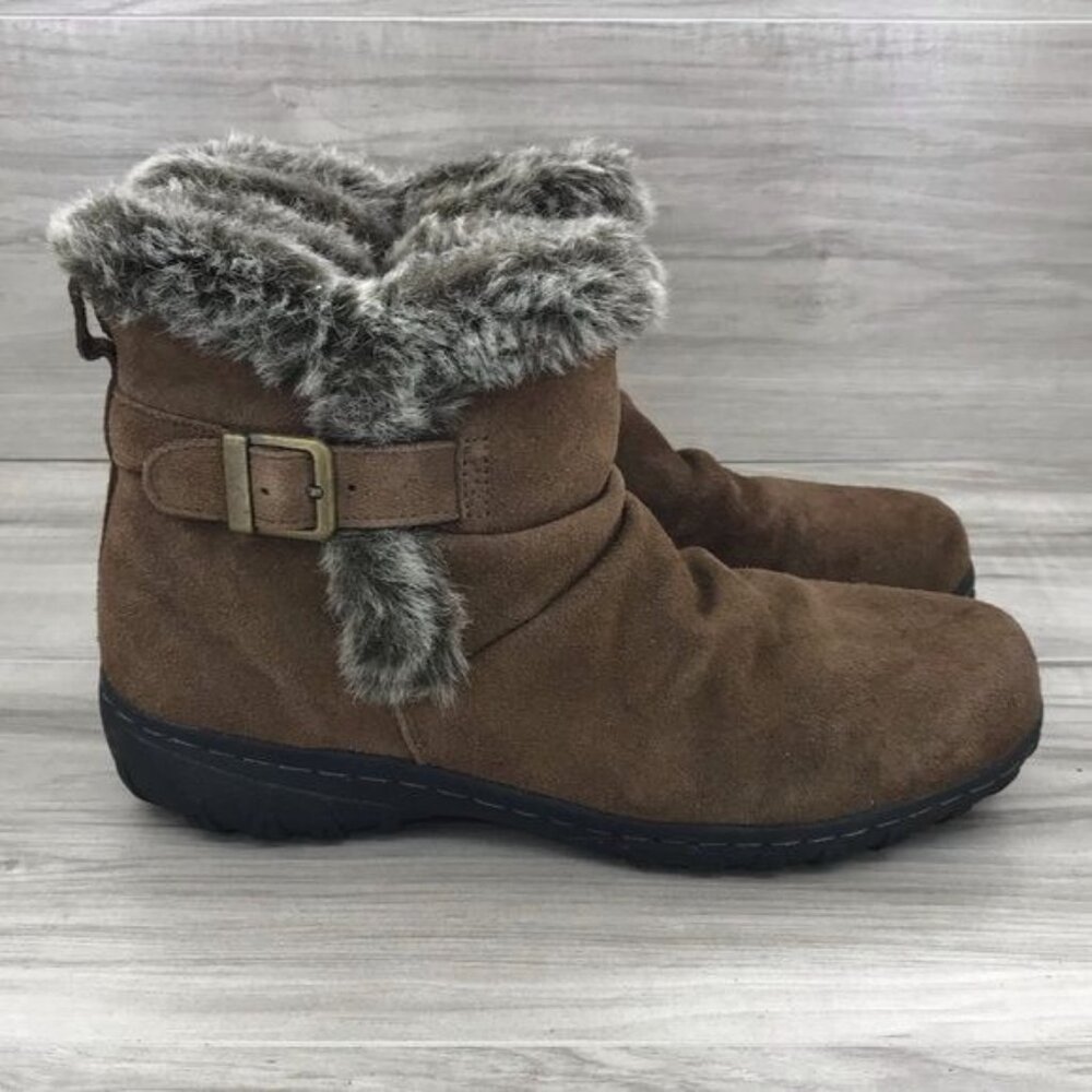 Khombu Ankle Boots Women's 10 Lindsey Brown Suede Zip Winter Booties